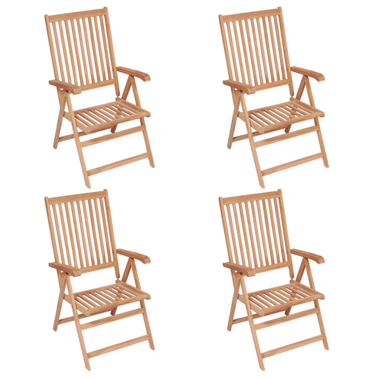 Marlow Home Co. Reclining Garden Chairs 4 Pcs Solid Teak Wood Wayfair